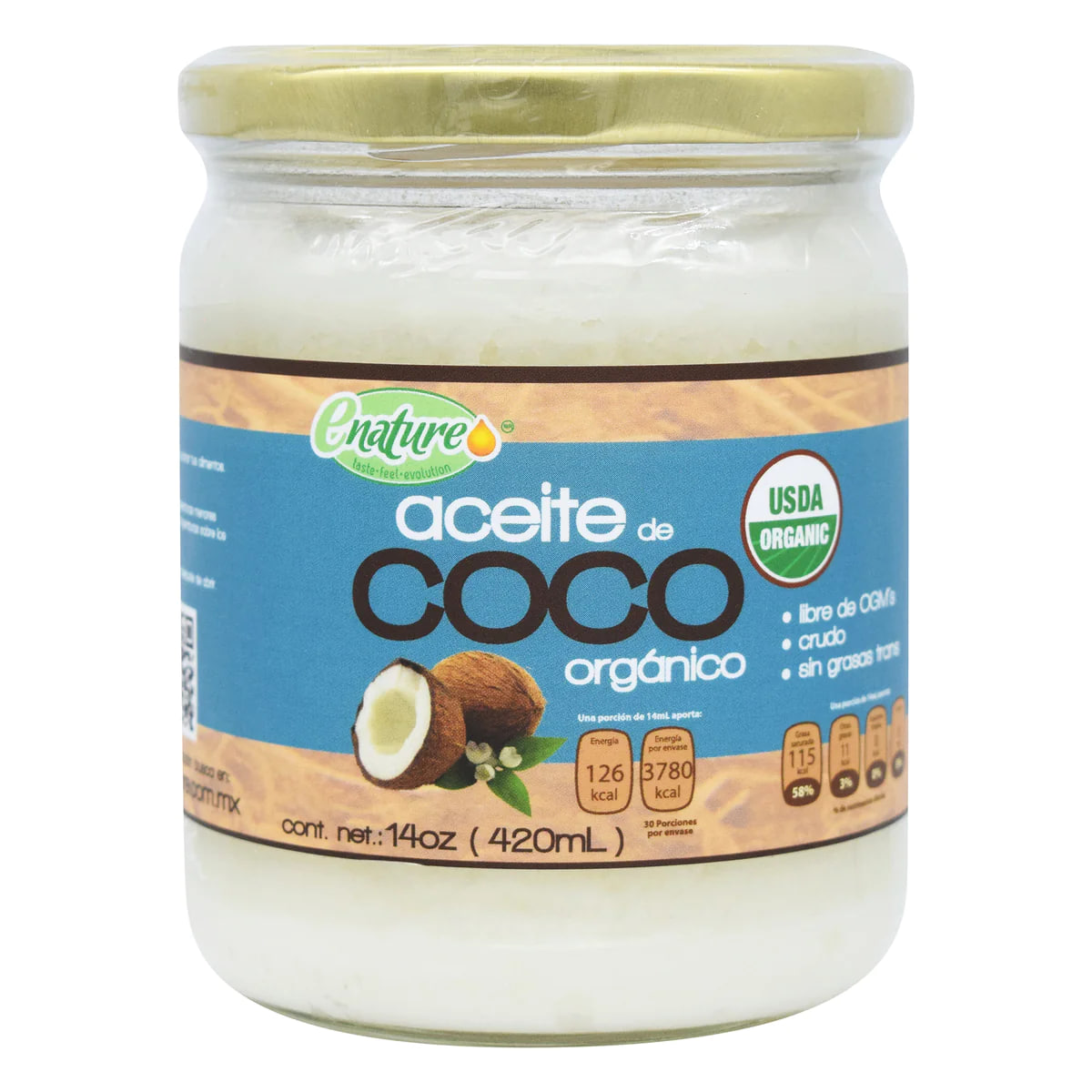 Aceite de Coco Virgen Orgánico 420ml.
